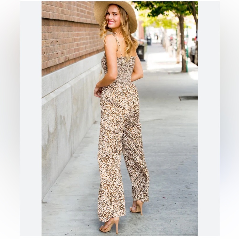 Anthropologie Japna Animal Print Wide Leg Jumpsuit Small